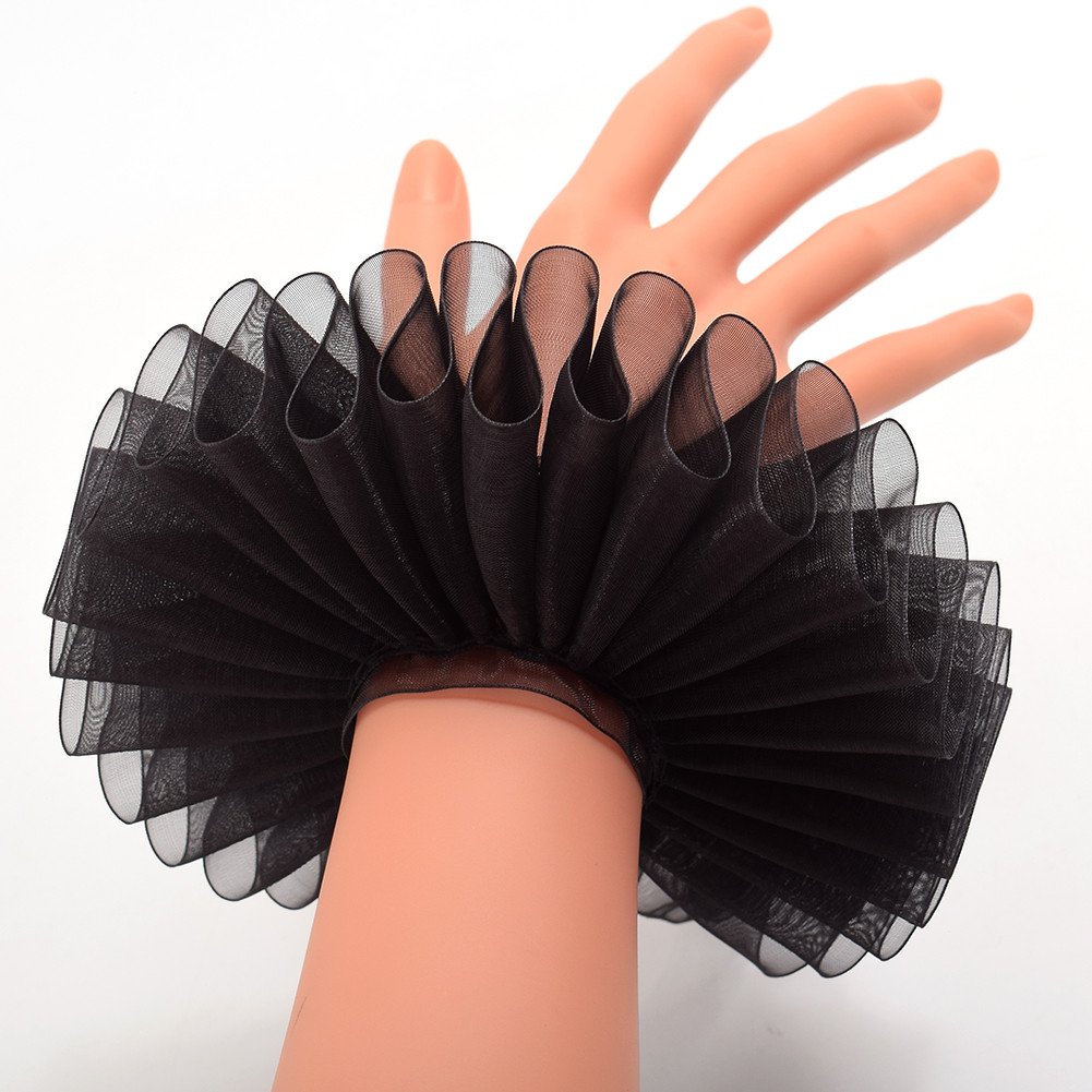 GraceArt Elizabethan Dickens Ruff Neck Collar & Wrist Cuffs - Victorian Lace Ruffle Costume Accessories for Renaissance Fairs, Cosplay, and Historical Reenactments