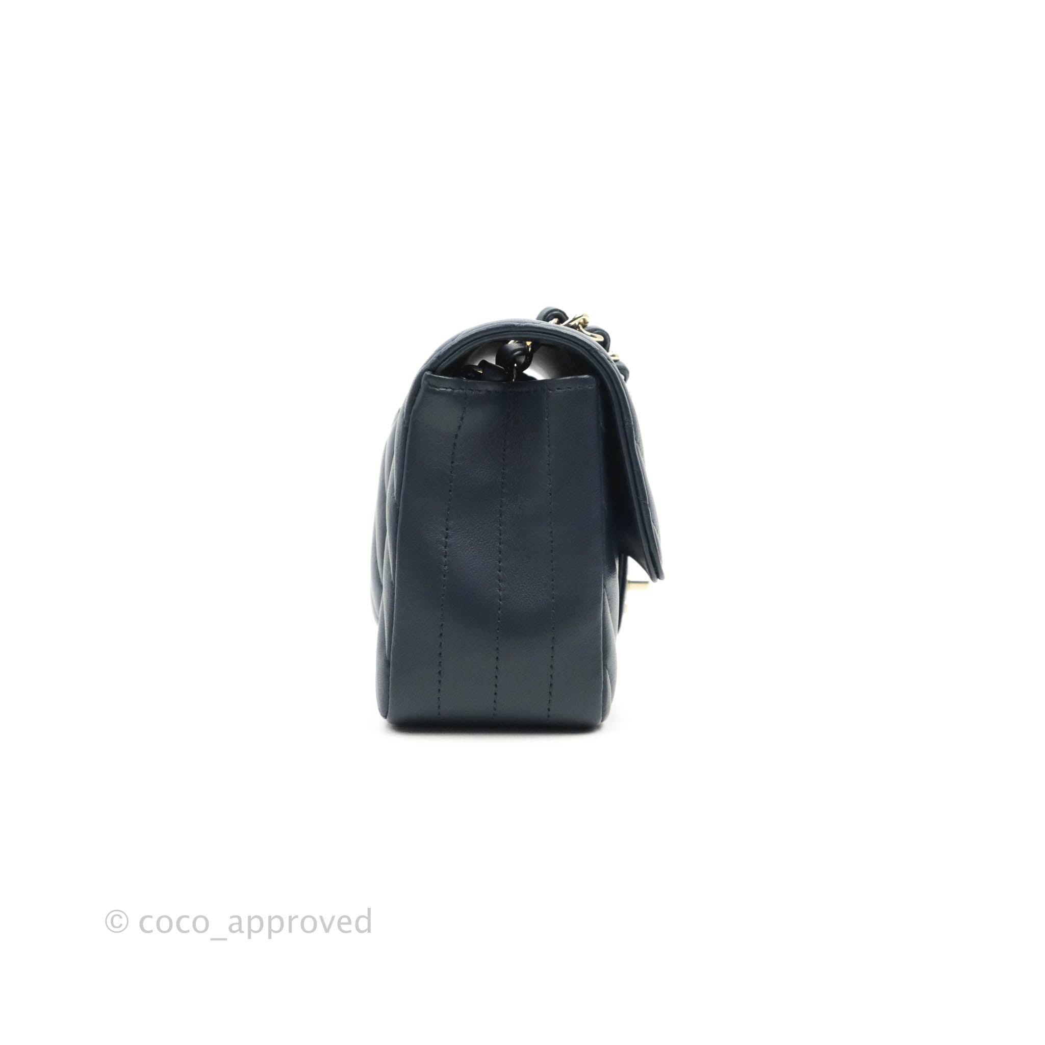 Chanel Chevron Mini Rectangular Flap Bag in Navy Lambskin Leather with Gold Hardware - Luxury Crossbody Purse for Women, Perfect for Date Night & Special Occasions