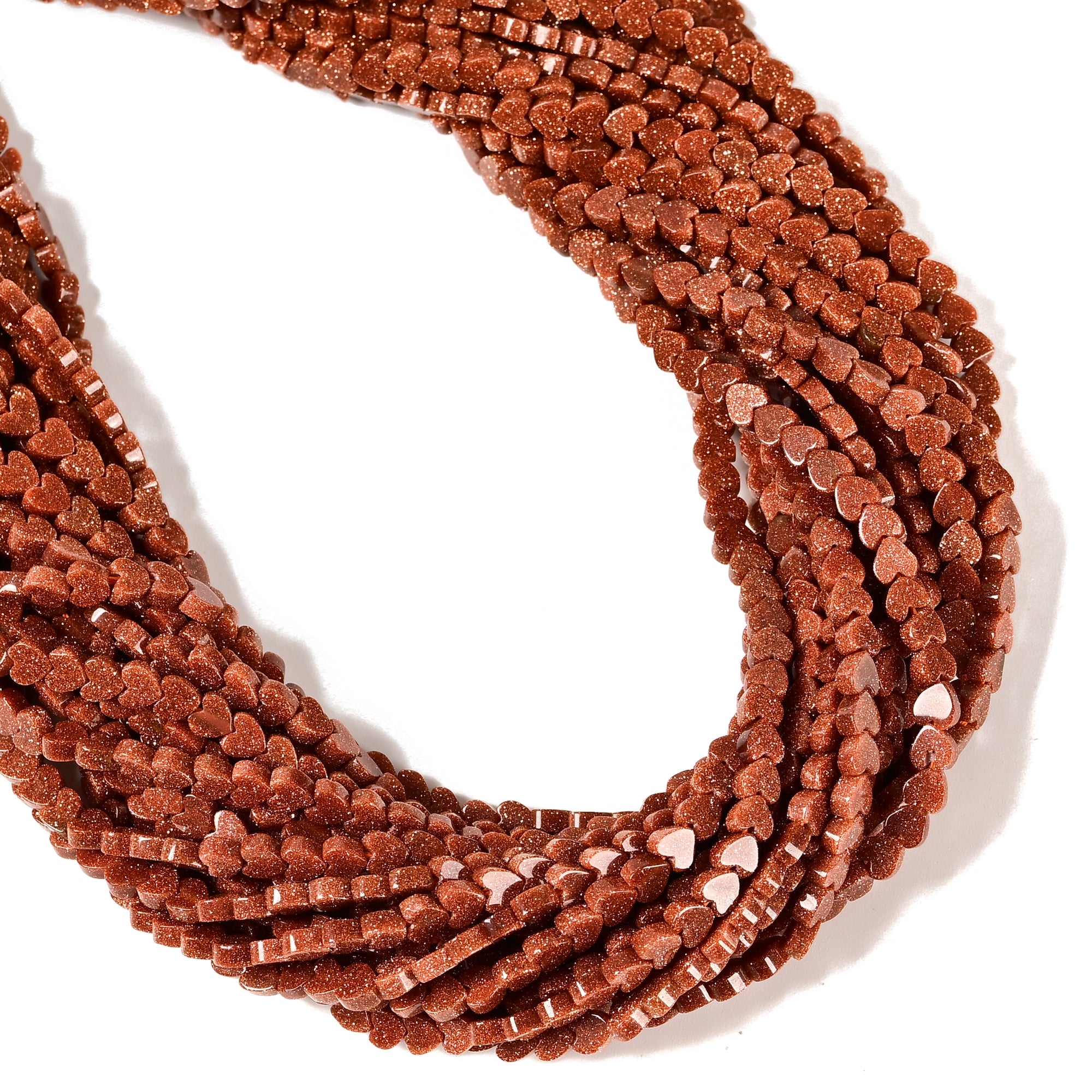4mm Gold Sandstone Heart Beads Strand - 15.5 Inch Natural Gemstone Jewelry Making Supplies for DIY Bracelets, Necklaces & Craft Projects