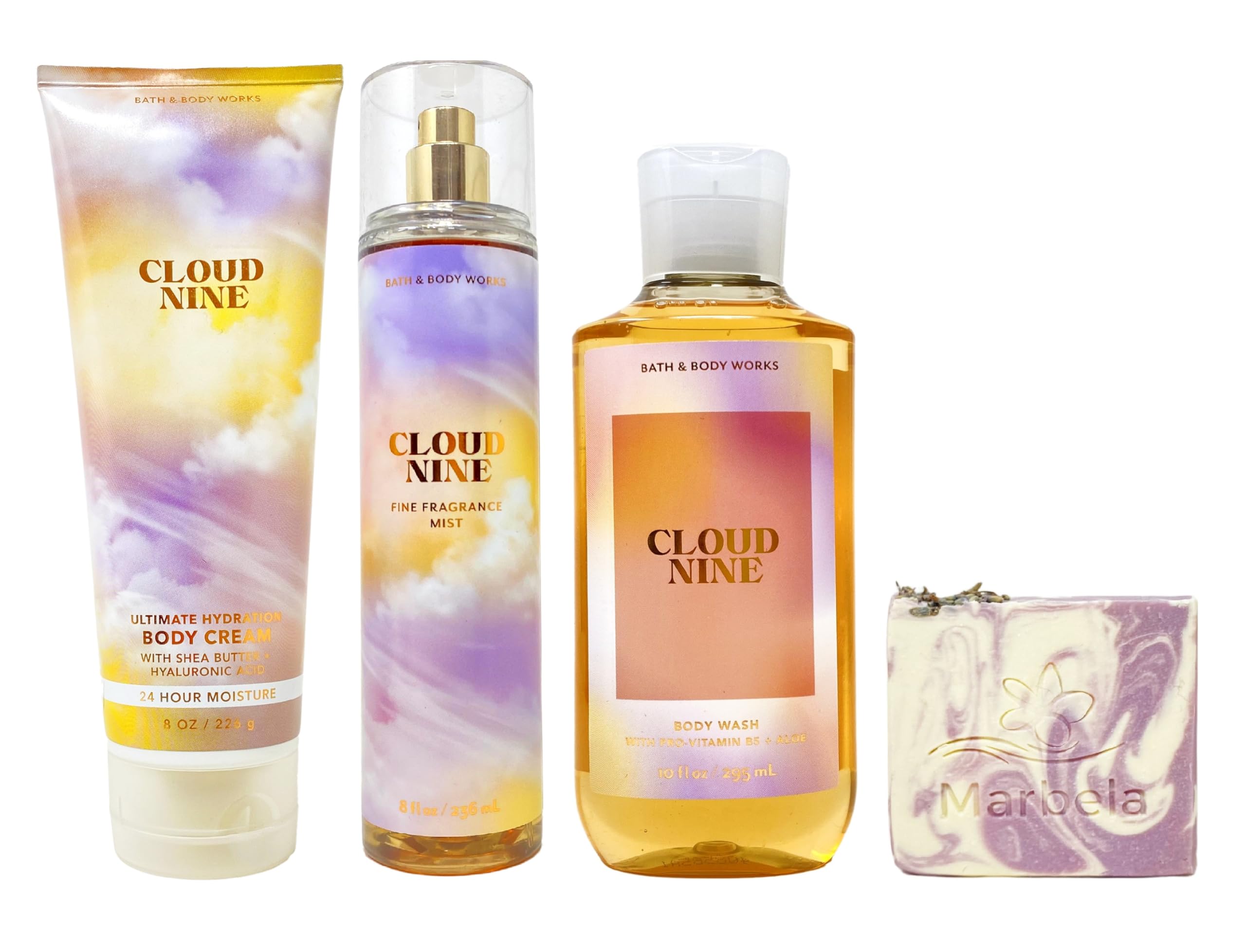 Bath & Body Works Cloud Nine Trio Set - Lavender Dream Bar Soap, Fragrance Mist, Body Cream & Body Wash Gift Set | Full Size Luxury Bath & Body Care for Relaxation & Self Care Routine