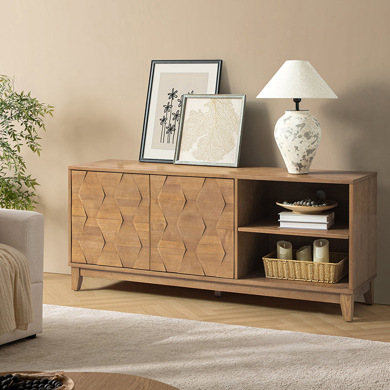 Samuel Open Storage Shelf TV Stand with Cable Management Holes - Modern Entertainment Center for Living Room, Bedroom & Home Office Organization