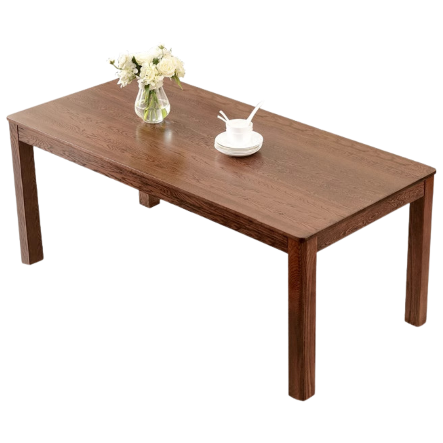 Solid Oak Wood Nordic Style Dining Table - Modern Farmhouse Kitchen Furniture for Dining Room & Small Space