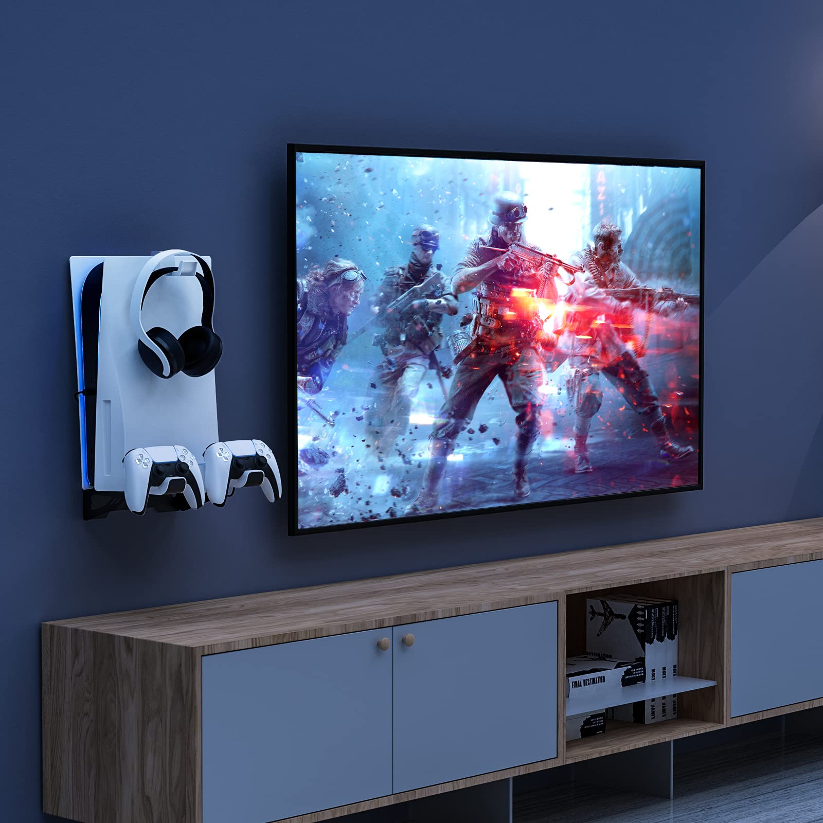 NexiGo PS5 Accessories Kit - Wall Mount with Charging Station, LED Cooling Fan & Efficient Cooling System for PlayStation 5 (Disc/Digital) - Perfect for Gaming Setup & Home Entertainment
