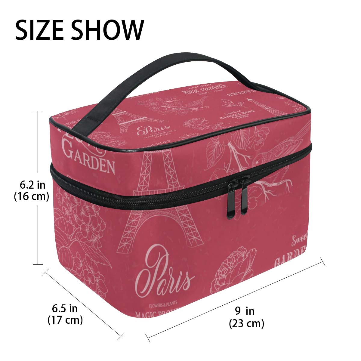 VIKKO Romantic Paris Pink Eiffel Tower Cosmetic Bag - Large Capacity Travel Makeup Organizer for Women & Girls | Perfect for Vacation, Bridal Shower Gift & Daily Beauty Storage