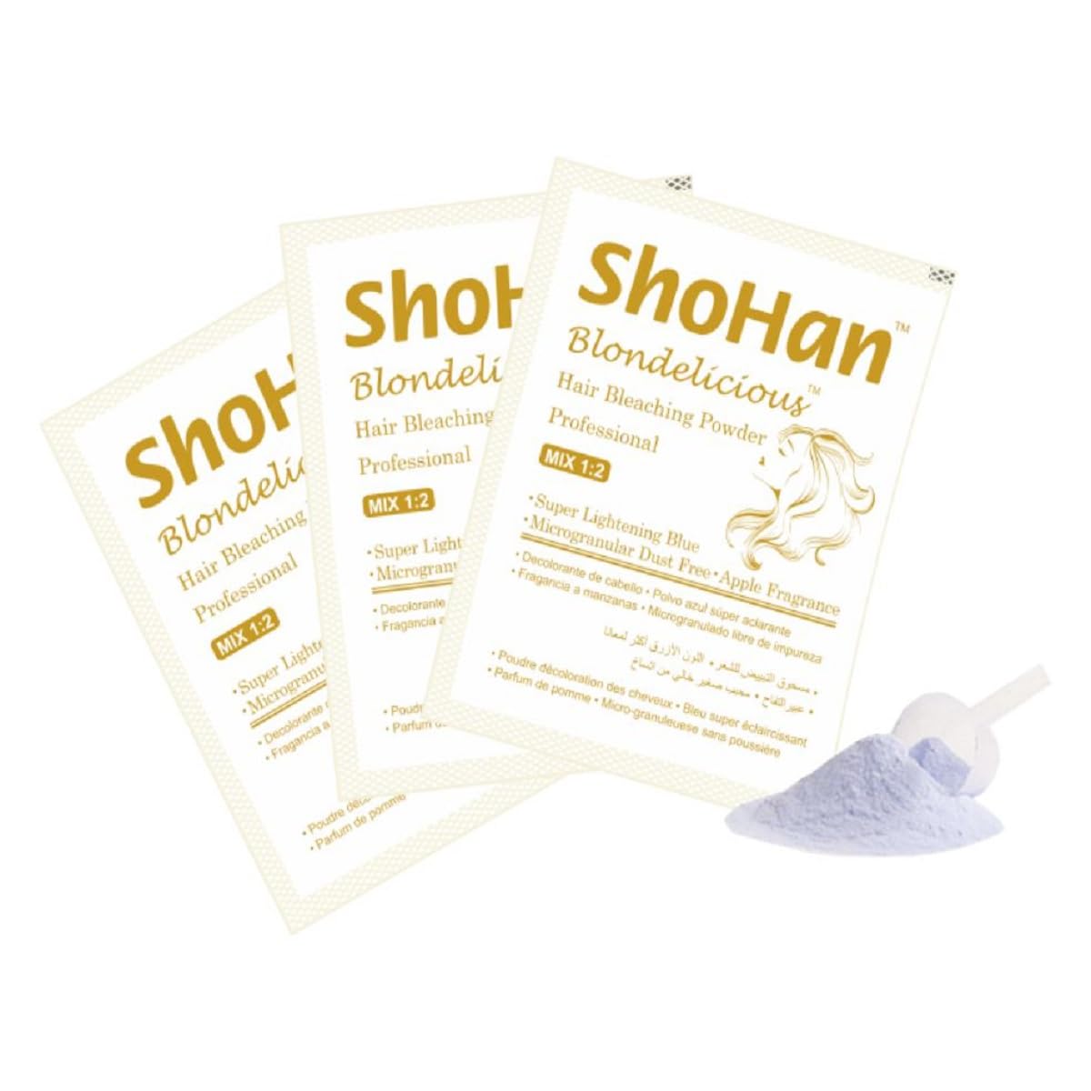 Shohan Apple Scented Dust-Free Bleaching Powder for Hair - Lightens & Brightens Blonde Highlights for Men & Women (3 Pack) | At-Home Hair Lightening & Salon-Quality Results