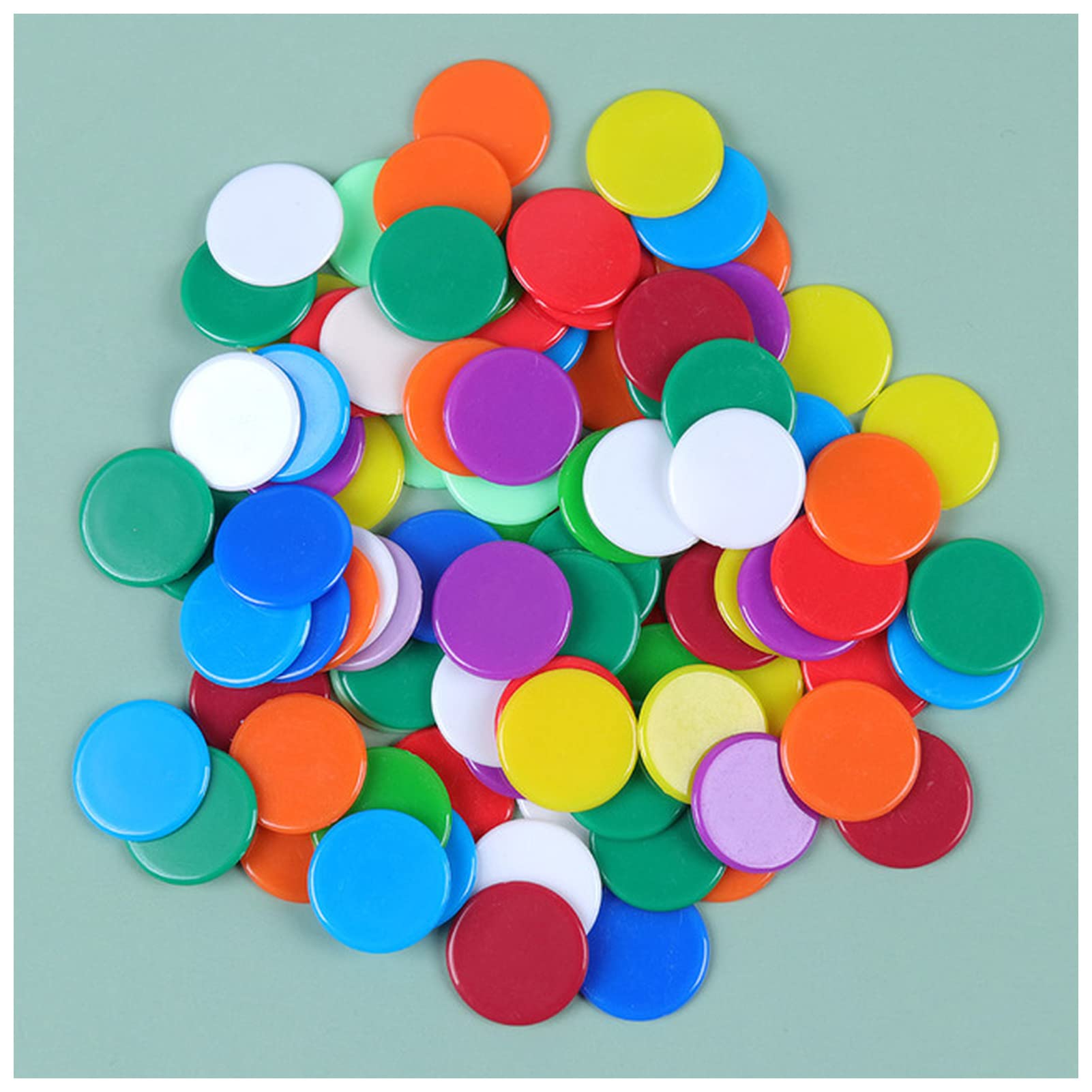 100PCS Plastic Poker Chips Set - Casino Style Bingo Markers for Family Game Night, Club Events & Carnival Games | Board Game Accessories & Creative Gift Idea | Perfect for Poker Nights, Bingo Parties & Casino-Themed Events (Solid Mixing Colors)