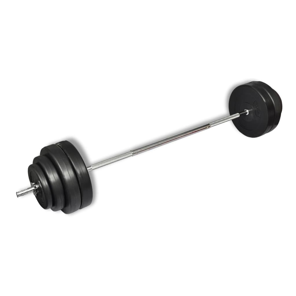 vidaXL 132 lb Barbell Set with Weight Plates & Grip Handles - Heavy Duty Metal Home Gym Equipment for Strength Training, Weightlifting & CrossFit Workouts | Perfect for Home Gym, Personal Training Centers & Fitness Enthusiasts