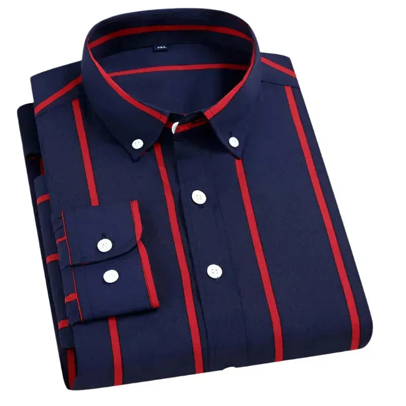 Men's Casual Wide Striped Shirt - Breathable Cotton Button Down for Summer | Office, Travel & Outdoor Activities