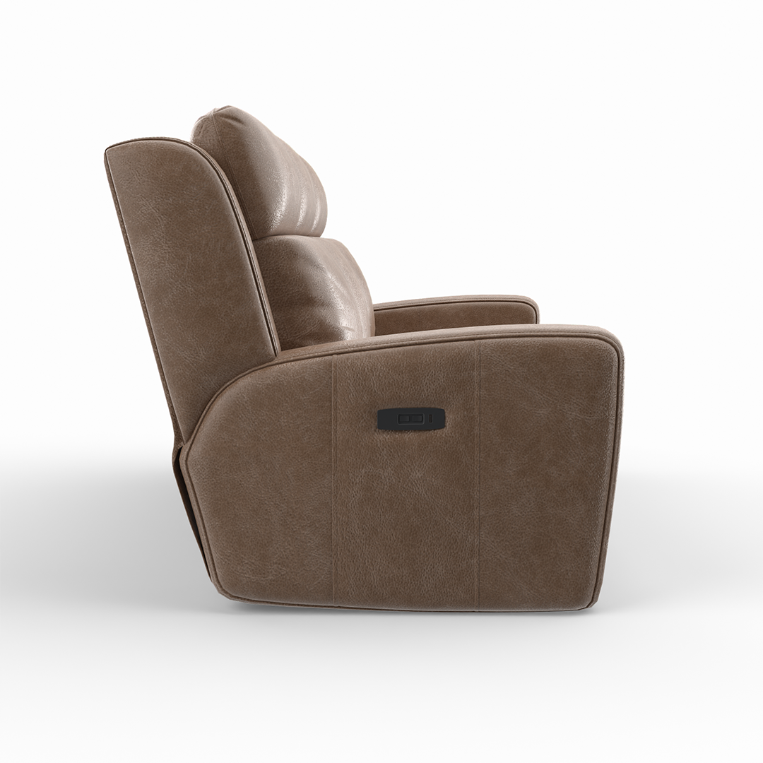 Mason Power Reclining Sofa - 3-Seater Electric Recliner Couch with USB Charging & Cup Holders, Modern Faux Leather Living Room Furniture for Home Theater & Family Relaxation