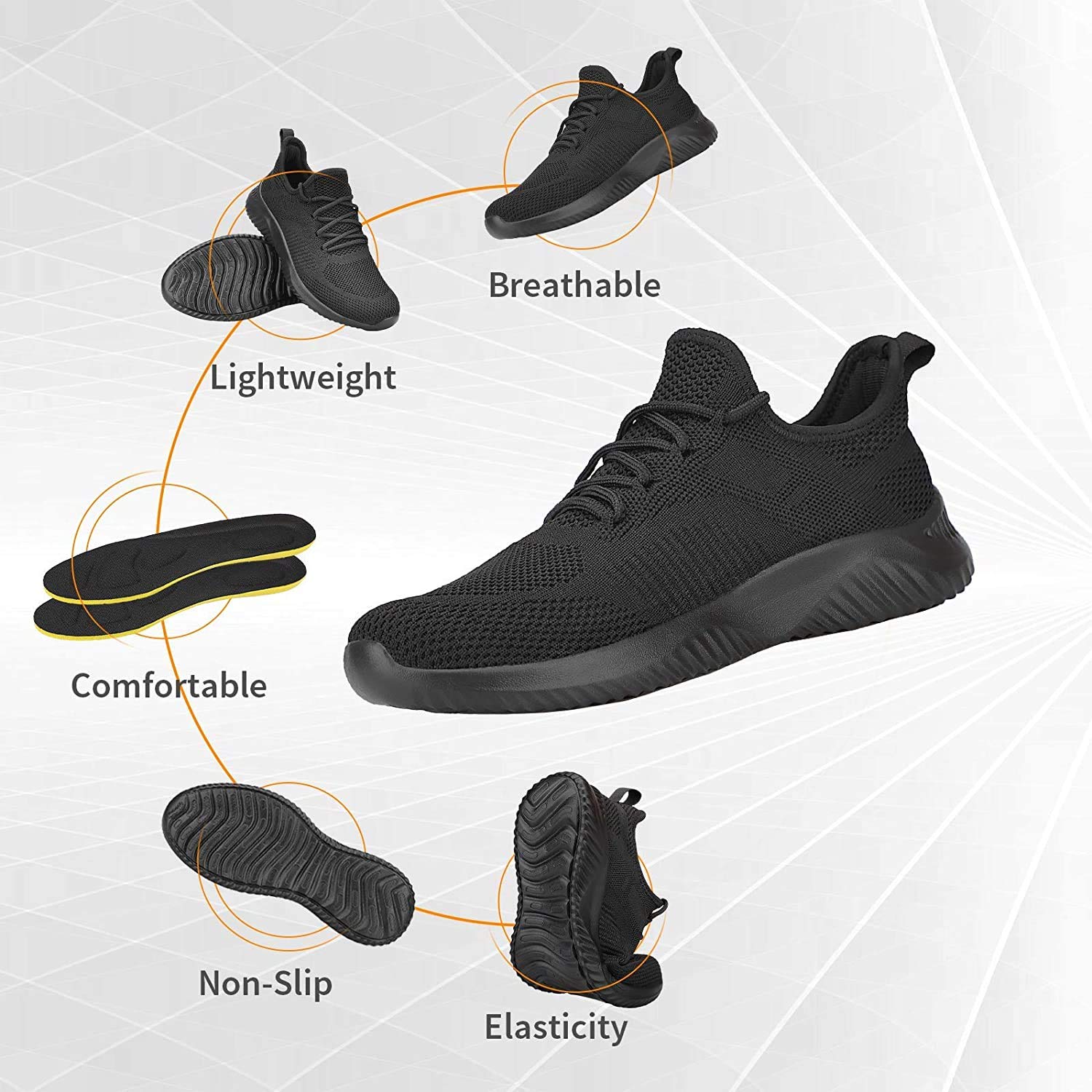 Rospick Women's Comfortable Walking Sneakers - Lightweight Athletic Shoes for Women - Perfect for Walking, Running, Gym & Casual Wear