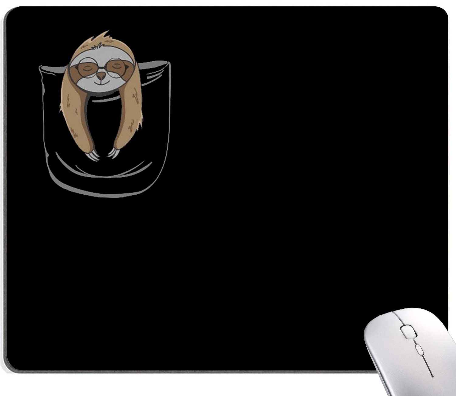 Premium Sloth-Themed Mouse Pad - Non-Slip Rubber Base Desk Mat for Office & Gaming - Cute Animal Wireless Mouse Pad for Laptop & PC (Black Square Design) - Perfect for Work, Gaming & Home Office Setup