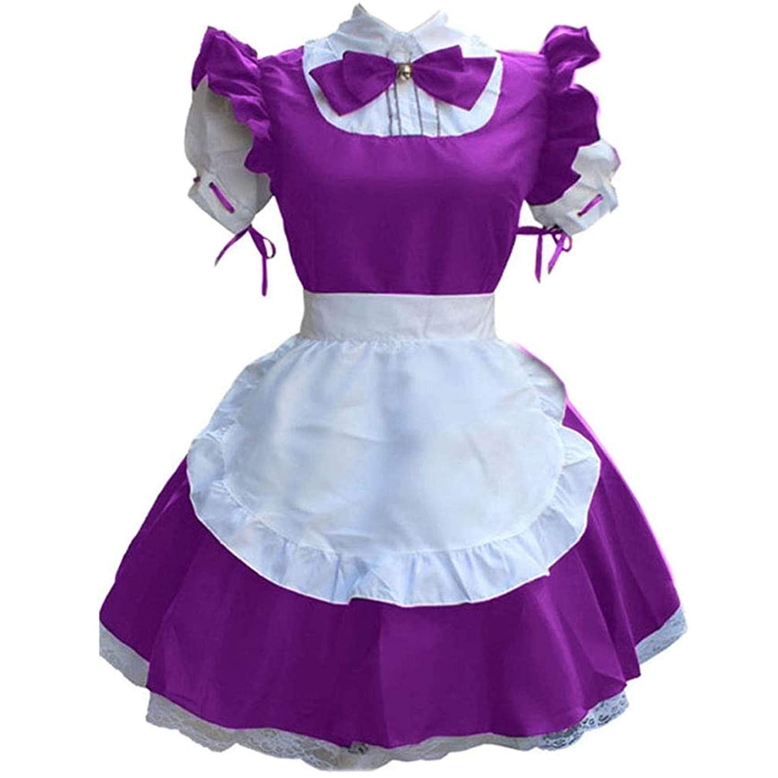 SDZXC Bowknot Collar Cosplay Lingerie Set - Fake Headwear & Maid Apron Dress for Women | Sexy Little Black Dress for Roleplay, Halloween Costume & Boudoir Photography