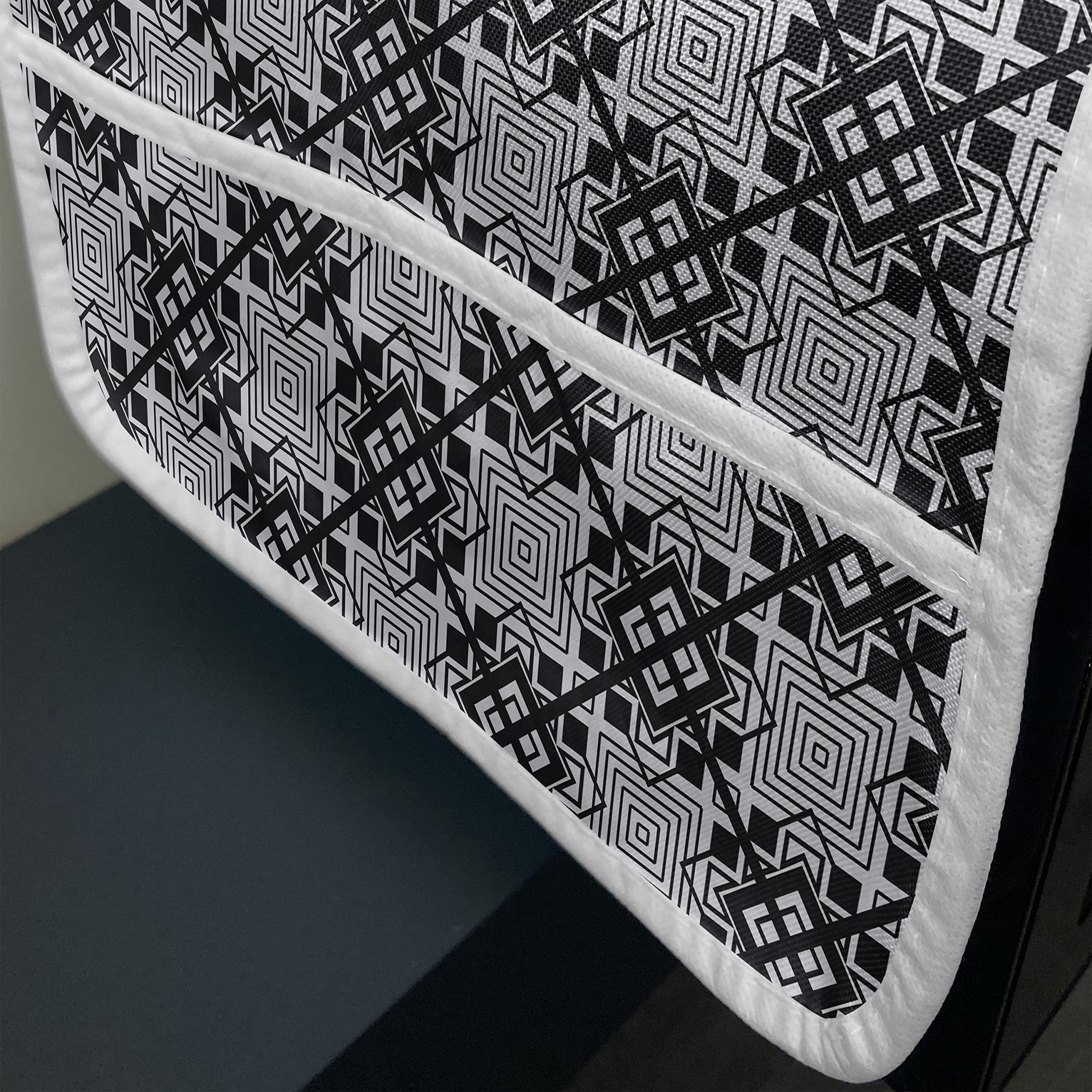 Ambesonne Geometric Microwave Cover - Waterproof Kitchen Organizer with Pockets, 36x12 Inches, Black & Grey - Diamond Pattern Design for Modern Home & Apartment Decor
