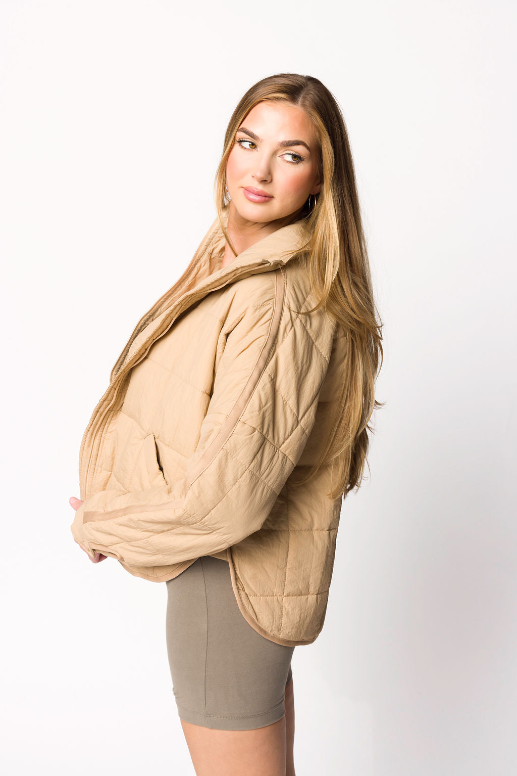 Layla Puffer Jacket Women's Winter Coat - Lightweight Warm Quilted Down Jacket in Oat Beige | Perfect for Outdoor Activities, Travel & Cold Weather Fashion