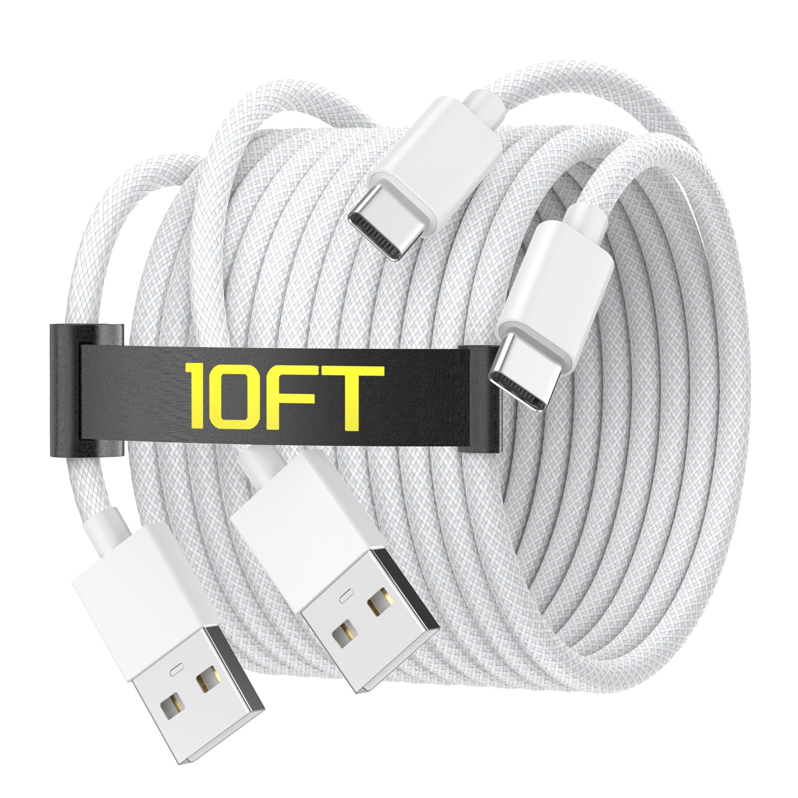 10FT 2-Pack MFi Certified USB A to USB C Fast Charging Cable for iPhone 16/16 Plus/16 Pro/16 Pro Max/15/15 Pro/15 Pro Max - 60W CarPlay Woven Charger Cord - Perfect for Road Trips & Daily Commutes