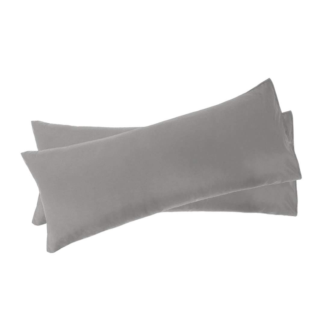 uxcell Set of 2 Soft Microfiber Body Pillow Covers 20x48 Inches, Grey - Breathable & Hypoallergenic Pillowcases for Adults, Perfect for Pregnancy Support, Back Pain Relief & Comfortable Sleep