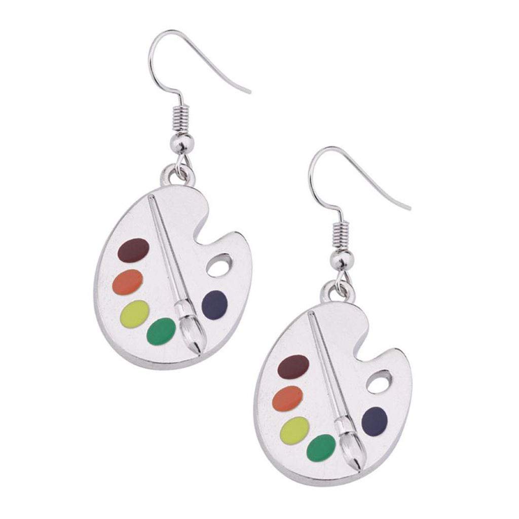 Creative Paint Brush Colorful Paint Palette Drop Earrings - Artist Painter Fashion Jewelry for Women & Girls | Perfect Gift for Birthday, Party, Christmas, Friendship Day | Great for Art Lovers, Painters, and Creative Fashion Accessories
