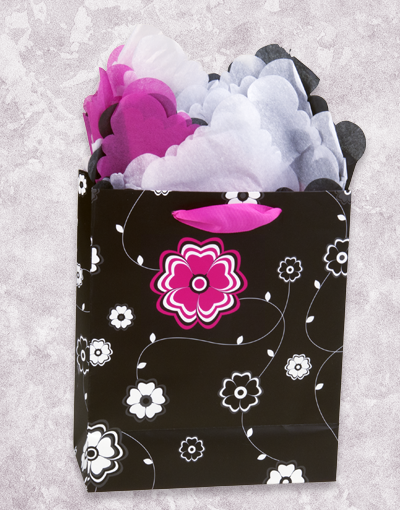 Elegant Black and White Floral Gift Bags for Birthdays, Weddings & Party Favors - Premium Pop Design Gift Packaging for Special Occasions