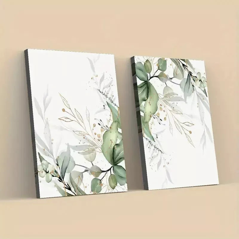 2-Piece Set Modern Minimalist Leaf Botanical Framed Wall Art 50x75cm - High Quality Canvas Print, Ready to Hang - 100% Australian Made - Perfect for Living Room, Bedroom & Office Decor