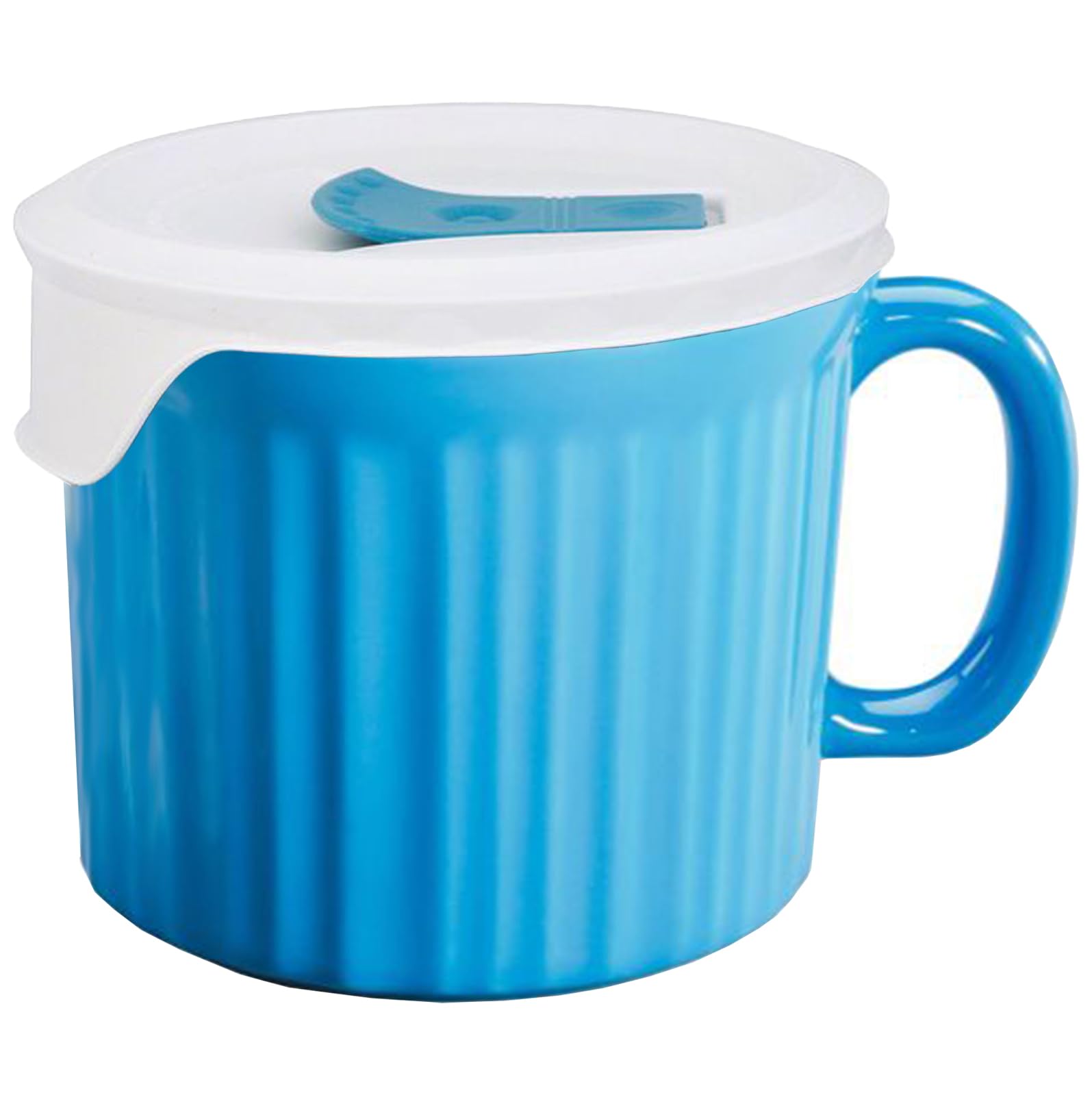 CorningWare Ceramic Pop-ins 20oz Light Blue Meal Mug with Lid - Perfect for Coffee, Soup, and Microwave-Safe Meals On-the-Go
