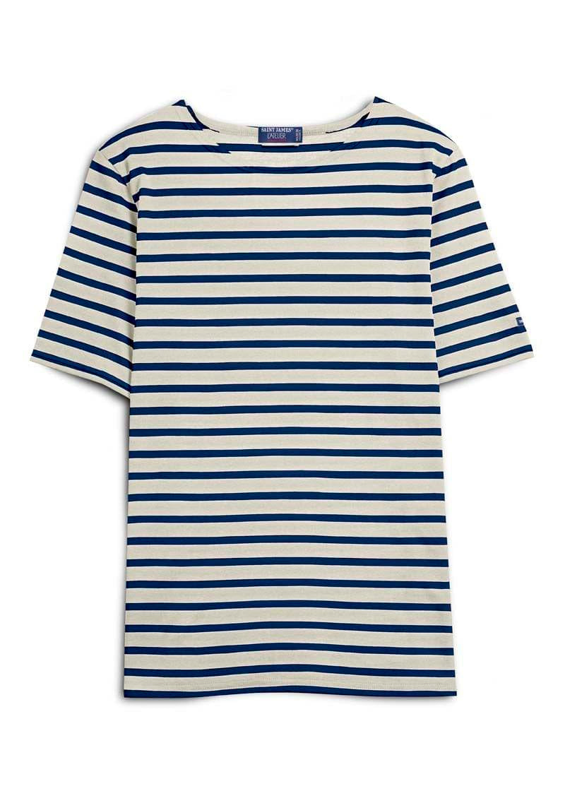 LEVANT MODERN Breton Stripe Short Sleeve Shirt for Men & Women | Soft 100% Cotton Comfort | Unisex Casual T-Shirt (ECRU/NAVY) | Perfect for Beach Outings, Summer Travel & Everyday Wear