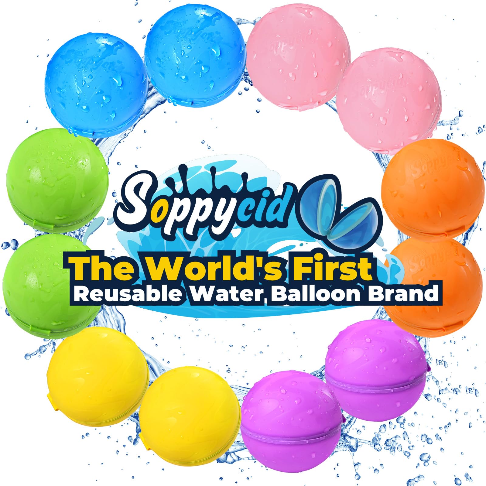SOPPYCID Reusable Water Balloons 12PCS - Self-Sealing Refillable Water Bombs for Kids Ages 3-14 | Summer Water Toys for Pool, Beach, Backyard & Outdoor Games | Magnetic Splash Balls for Birthday Parties & Family Gatherings | Perfect for Water Fights, Summer Fun & Outdoor Play | Ideal for BBQs, Picnics, Camping & School Activities | Safe, Durable & Eco-Friendly Splash Toys for Kids