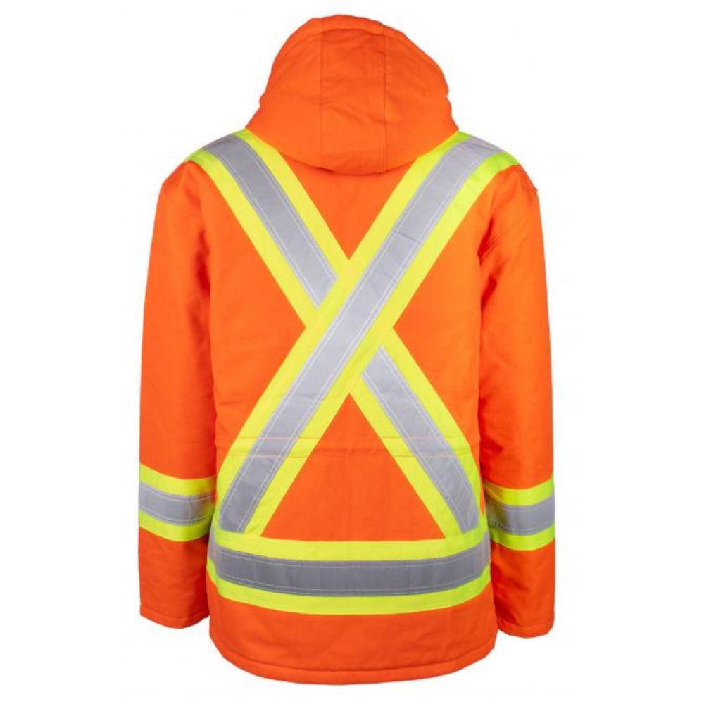 Terra Hi-VIS Men's Lined Winter Canvas Safety Parka Jacket - 116568OR Orange | High Visibility Workwear for Construction & Outdoor Winter Jobs