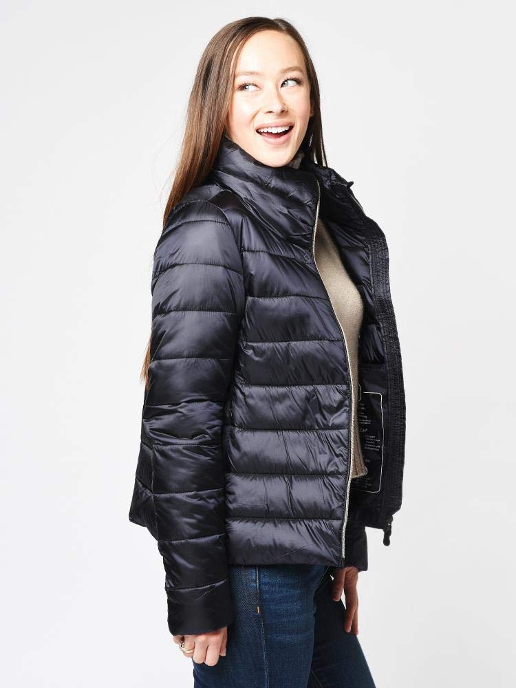 Save The Duck Women's IRIS Stand Collar Jacket - Lightweight Waterproof Winter Coat, Black Size 3-L - Perfect for Outdoor Activities & Urban Commuting
