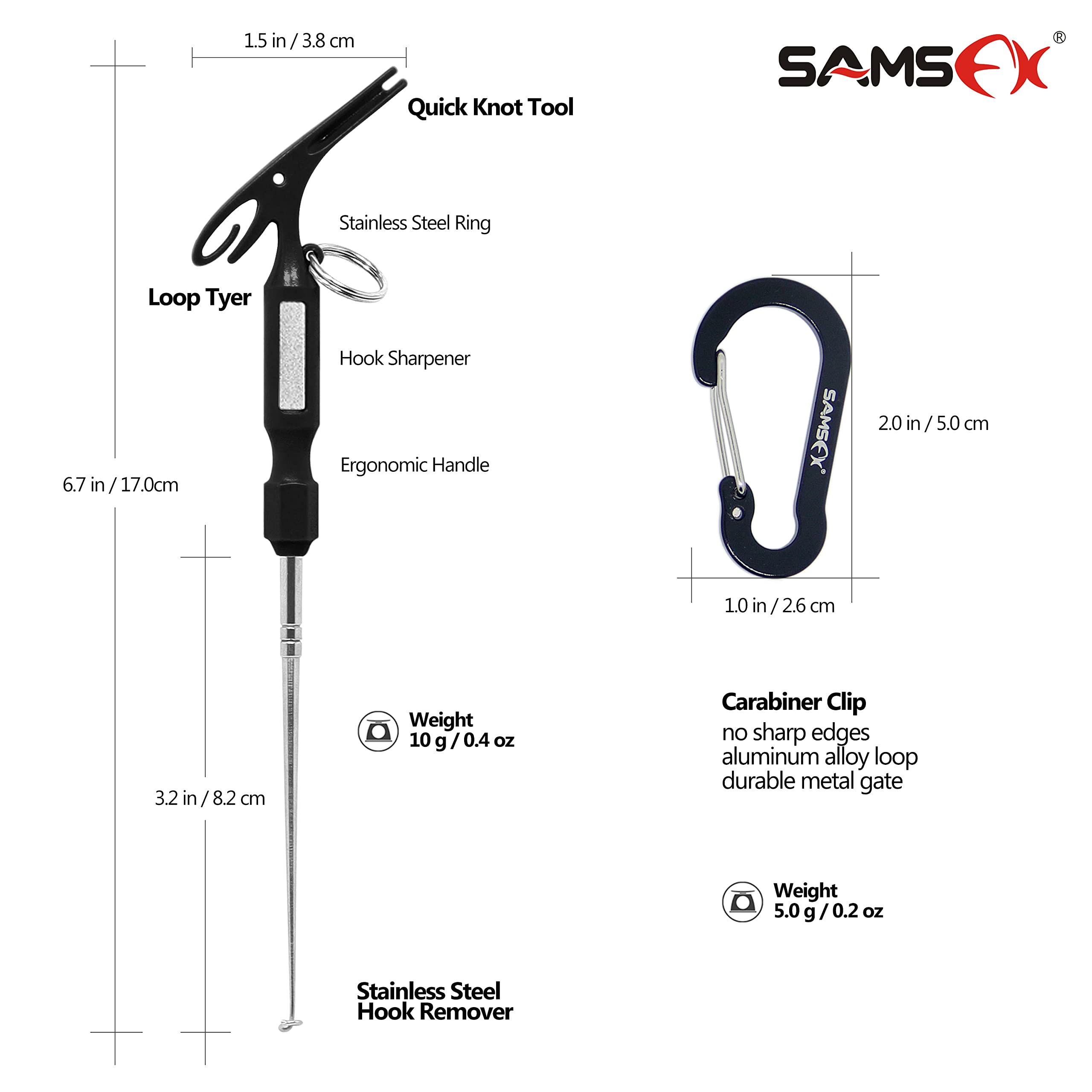 Professional Fishing Hook Remover Tool - Quick & Safe Extractor with Built-in Loop Tyer, Knot Tying Tool & Hook Sharpener - Perfect for Fly Fishing, Bass Fishing & Outdoor Adventures