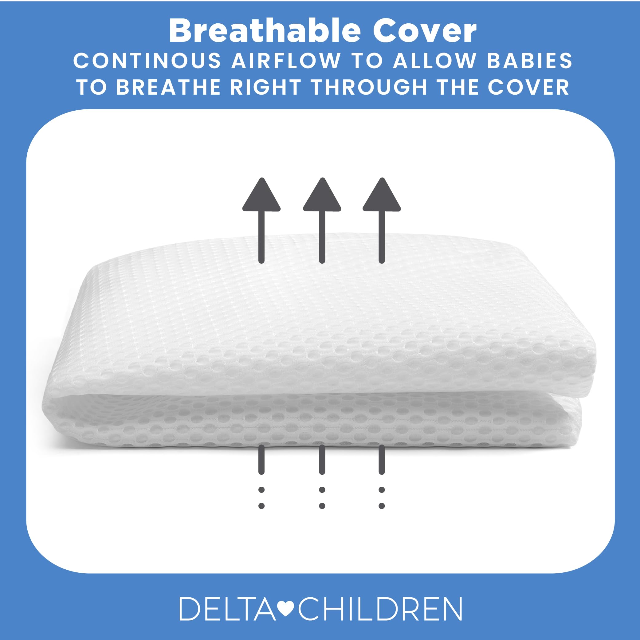 Delta Children Breathable Crib Mattress Pad Cover - 100% Cotton Waterproof Crib Mattress Protector with Elastic Edges - Universal Fit for Standard Cribs - Machine Washable & Hypoallergenic - 1 Pack White - Perfect for Baby Nursery, Daycare & Travel Cribs