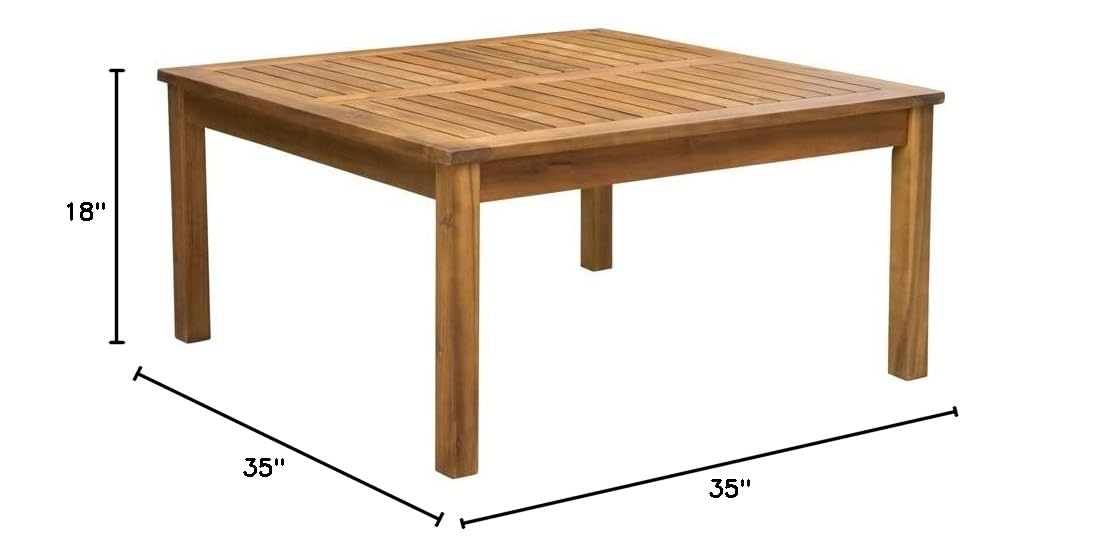 Premium Acacia Wood Coffee Table with Teak Finish - Outdoor & Indoor Use - Perfect for Patio, Garden, and Living Room Decor