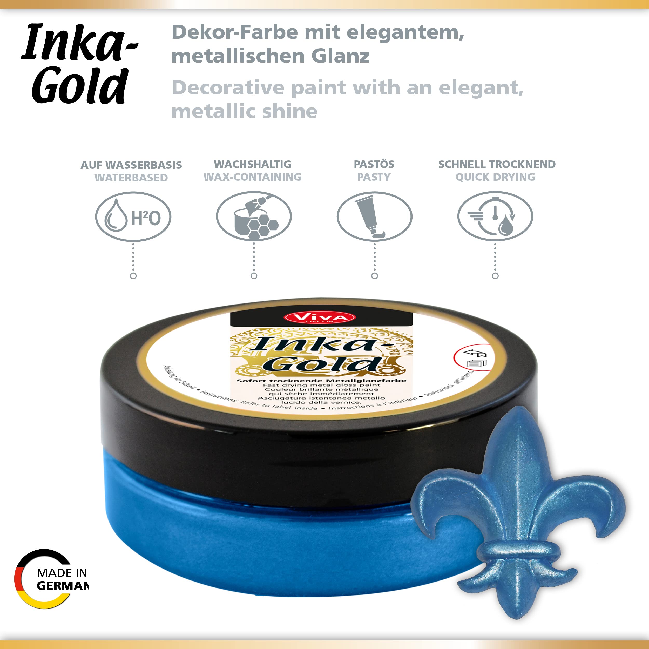 Inka Gold Gilding Wax 2.3oz - Metallic Polish for Wood, Clay & DIY Decor