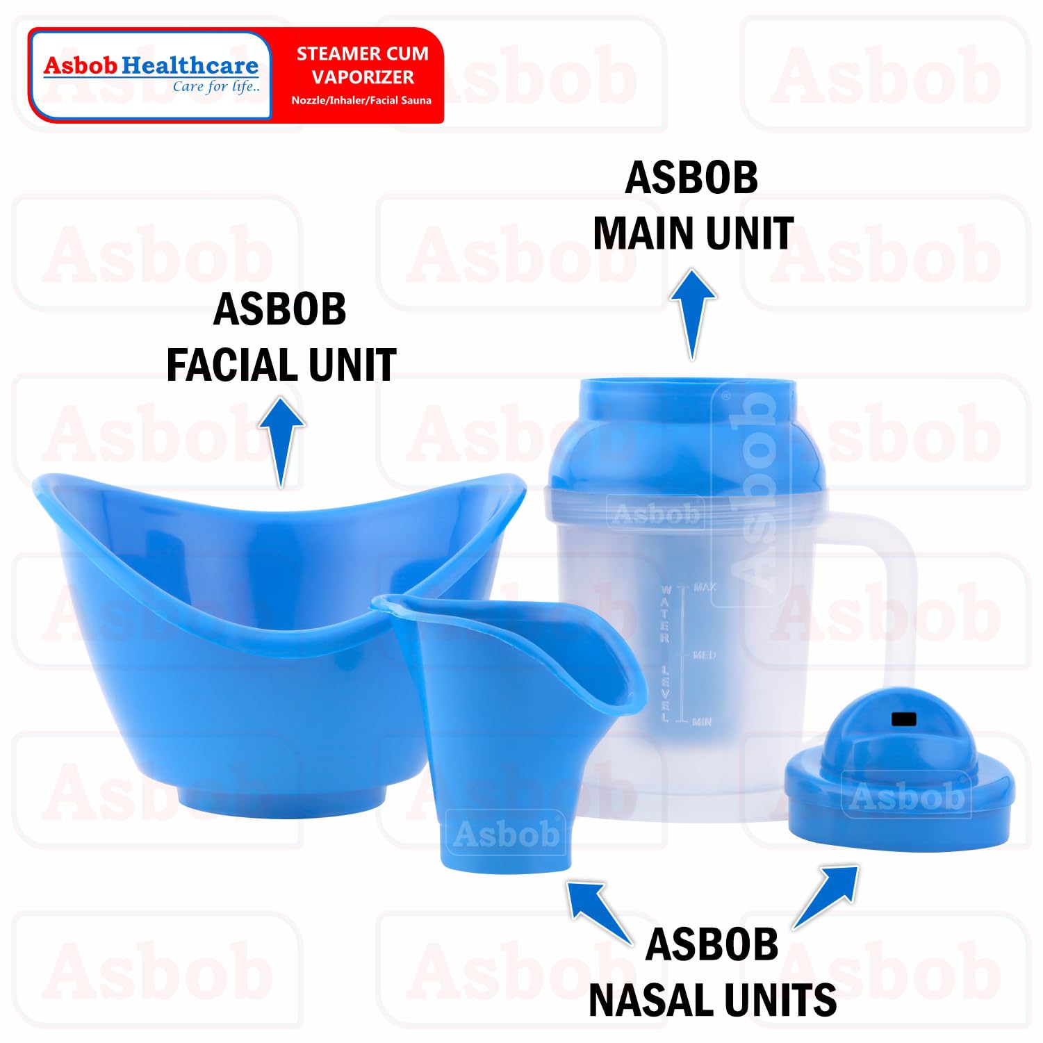 Asbob Steam Inhaler for Cold & Cough Relief - Facial Steamer & Vaporizer for Adults - Portable Nebulizer for Sinus Congestion, Dry Skin - Home & Travel Use (Blue)