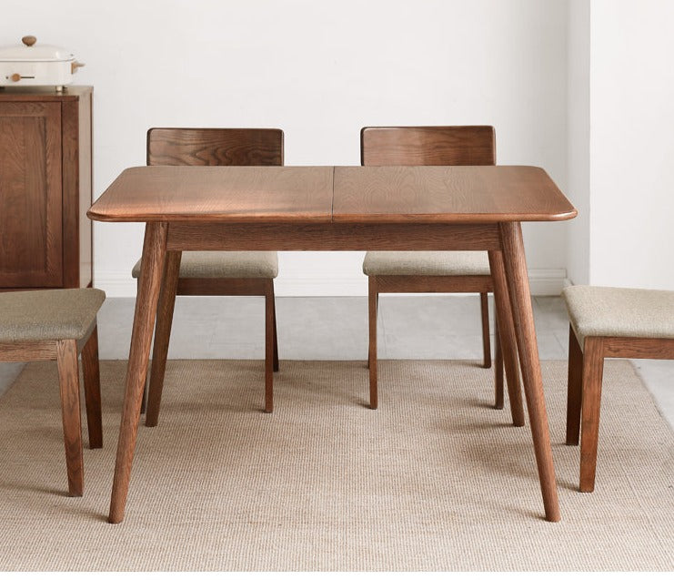 Solid Oak & Black Walnut Extendable Folding Dining Table - Expandable Wooden Table for Small Spaces, Dinner Parties & Family Gatherings