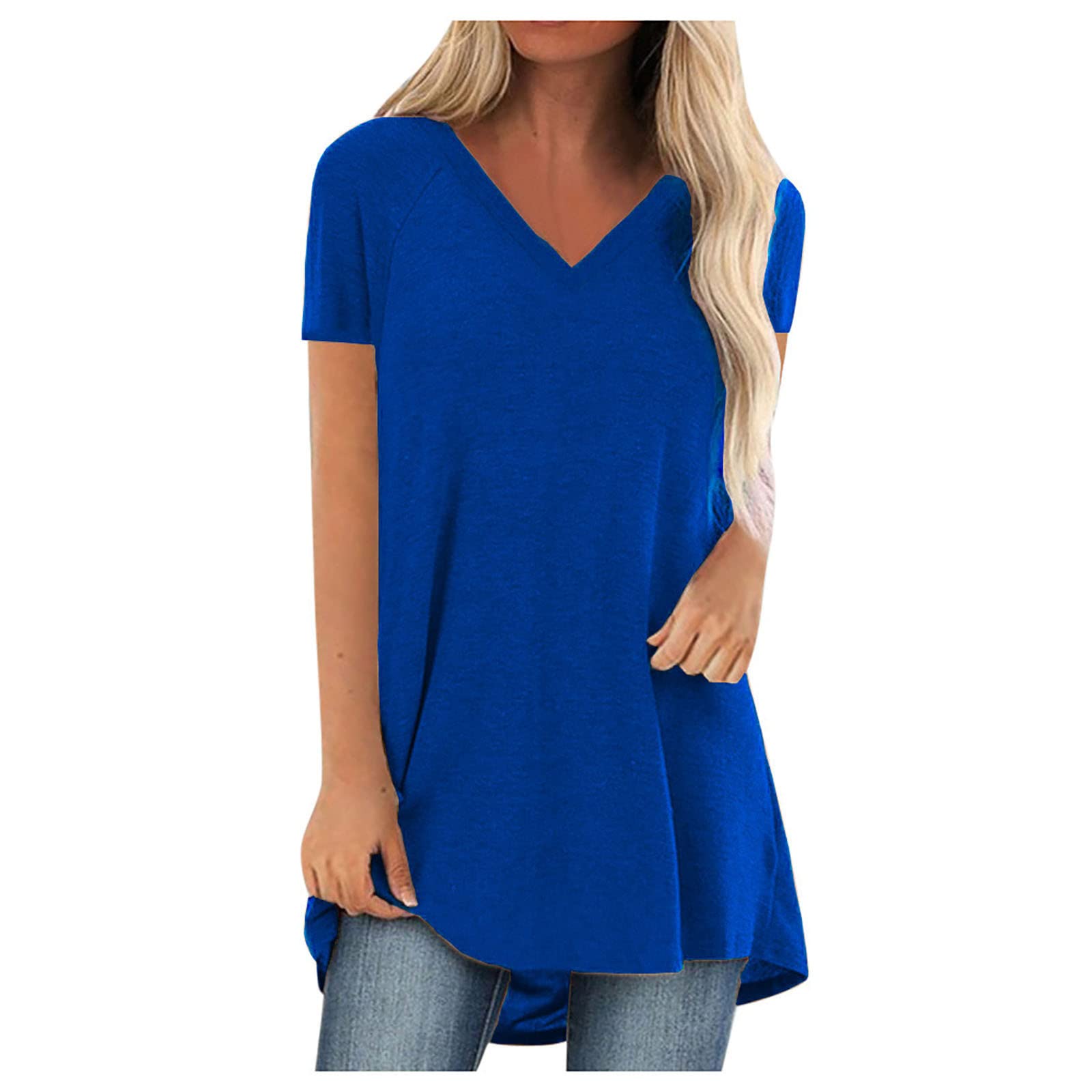 Anjikang Women's Vintage Raglan Sleeve T-Shirt - Sexy V-Neck Casual Tee for Summer | Soft Cotton Solid Color Top for Daily Wear, Dating & Vacation Outfits
