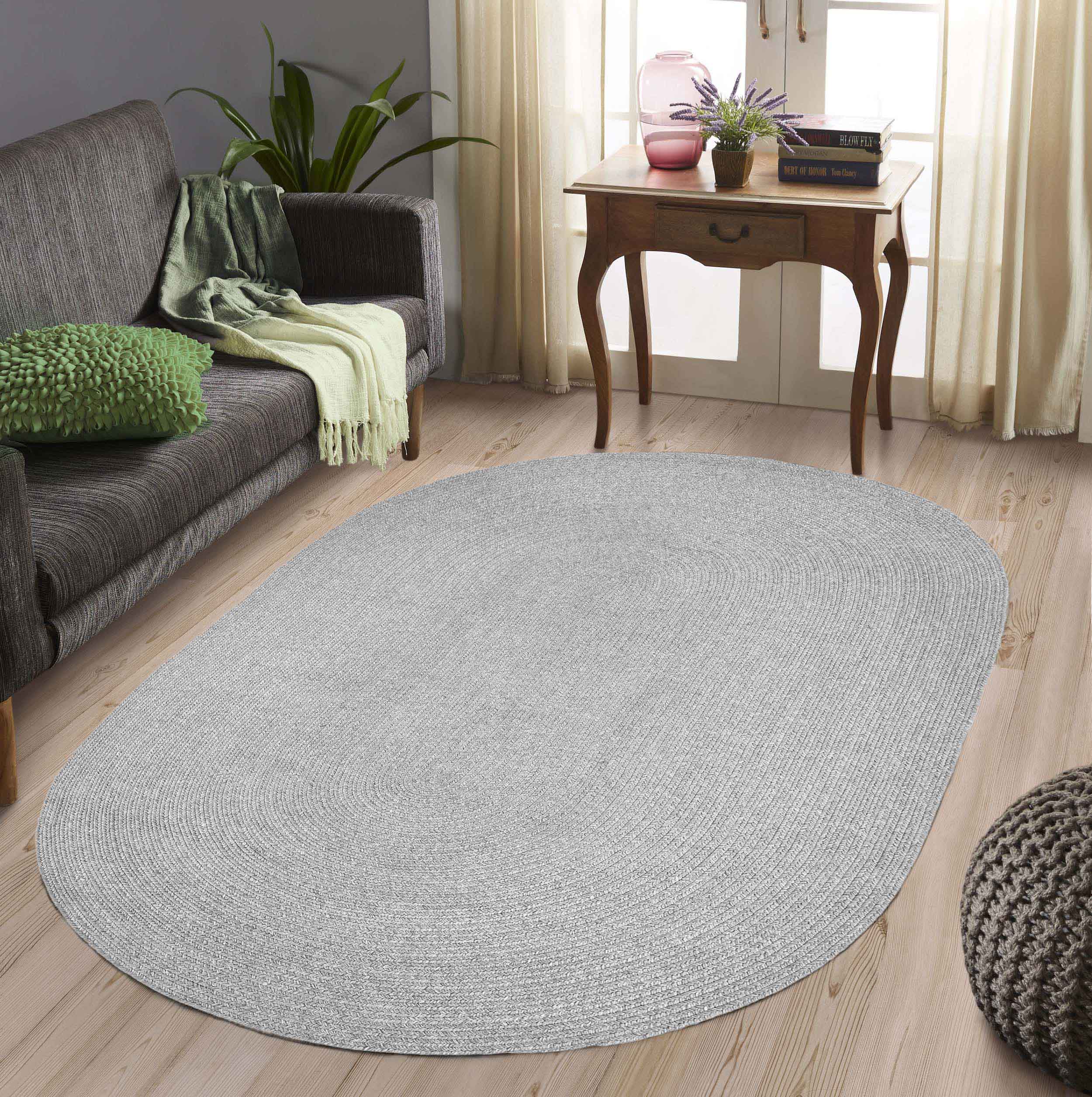 Classic Braided Area Rug - Non-Slip Indoor/Outdoor Oval Rug for Living Room, Bedroom, Patio & Deck - Soft & Durable Home Decor