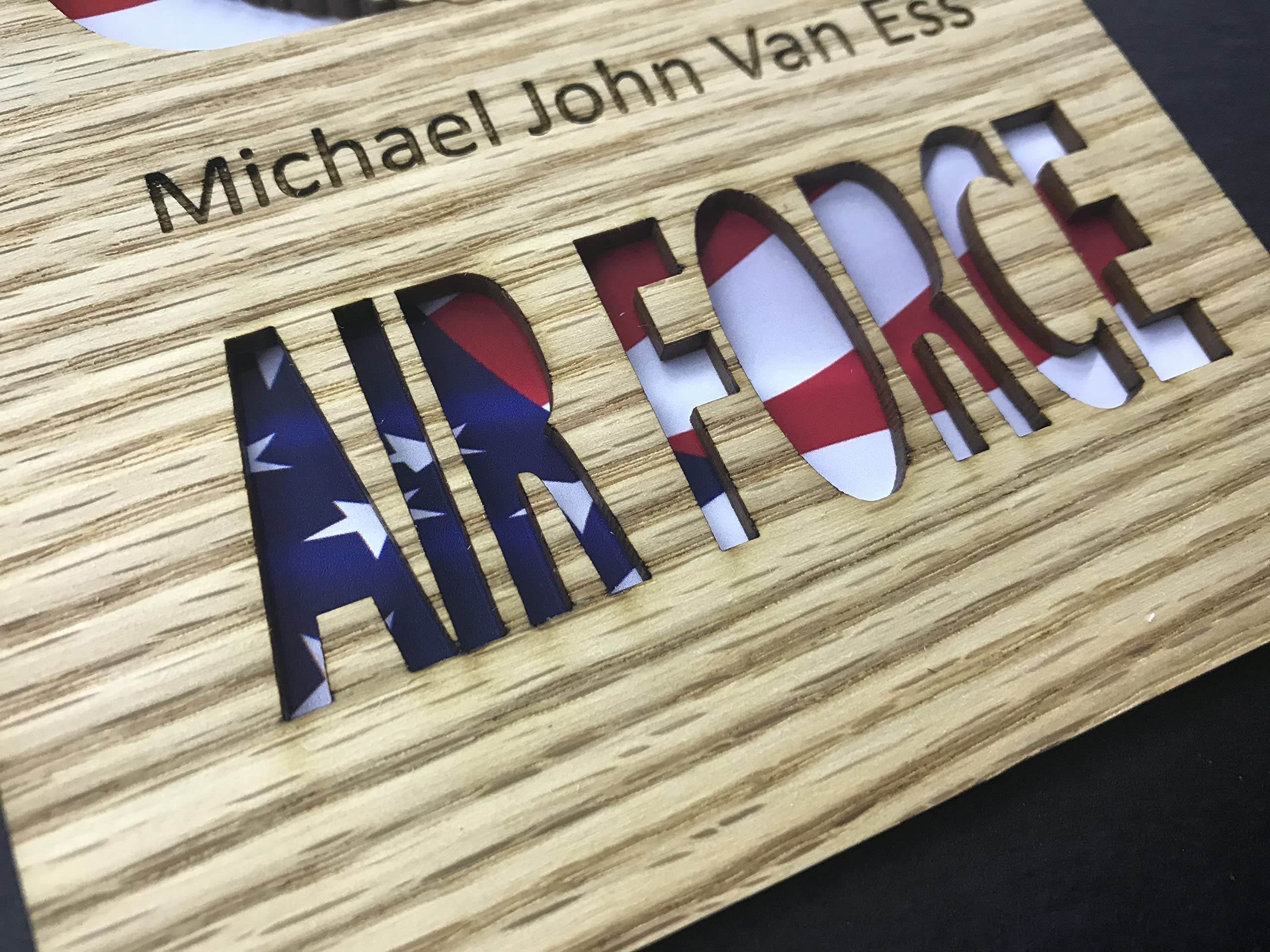 US Air Force Picture Frame 11x14 - Honey Wood Military Photo Display for Home, Office & Gifts | Perfect for Veterans, Military Families & Patriotic Decor