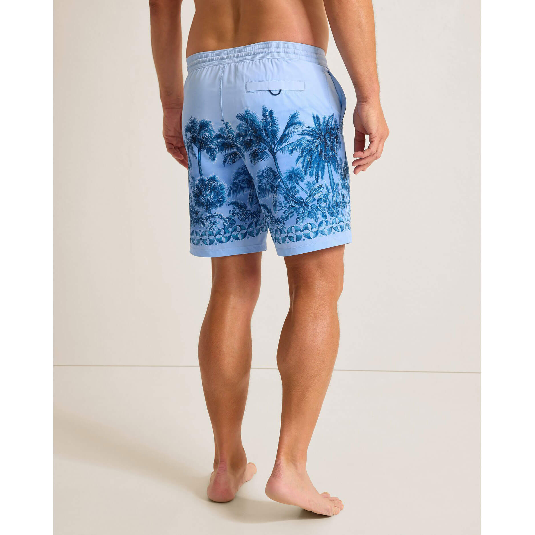 Tommy Bahama Men's 8 Inch Baja Swim Trunks - Artist Series Hibiscus Print | Quick-Dry Beach Shorts for Swimming, Vacation & Summer Activities | Vacation Blue