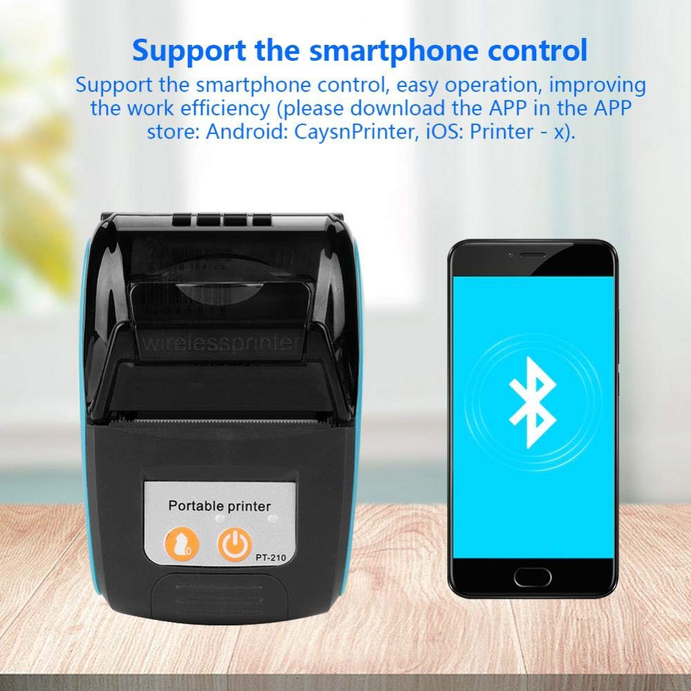 Portable 58mm Thermal Receipt Printer - 110-240V Bluetooth POS Printer for Android iOS Windows - Compact Lightweight Bill Printer for Retail Stores, Restaurants & Mobile Businesses (Blue)