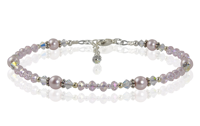 Elegant Pink Pearl Beaded Anklet for Women - Dainty Adjustable Ankle Bracelet - Perfect for Beach Weddings, Summer Outfits & Boho Fashion