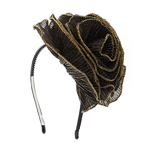 Elegant Black Mesh Side Sparkle Flower Fascinator Headband for Women and Girls - Perfect for Weddings, Parties, and Special Occasions