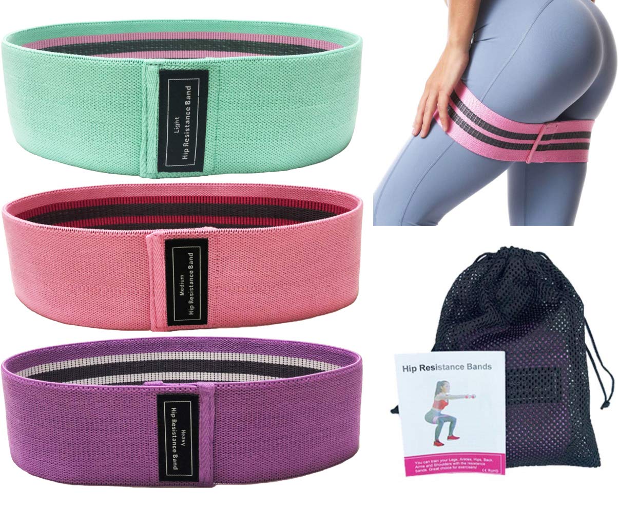 Booty Resistance Bands Set - 3 Pack Non-Slip Fabric Workout Bands for Legs, Butt & Thigh Strength Training | Home & Gym Fitness Equipment for Women | Perfect for Squats, Glute Exercises & Toning Workouts