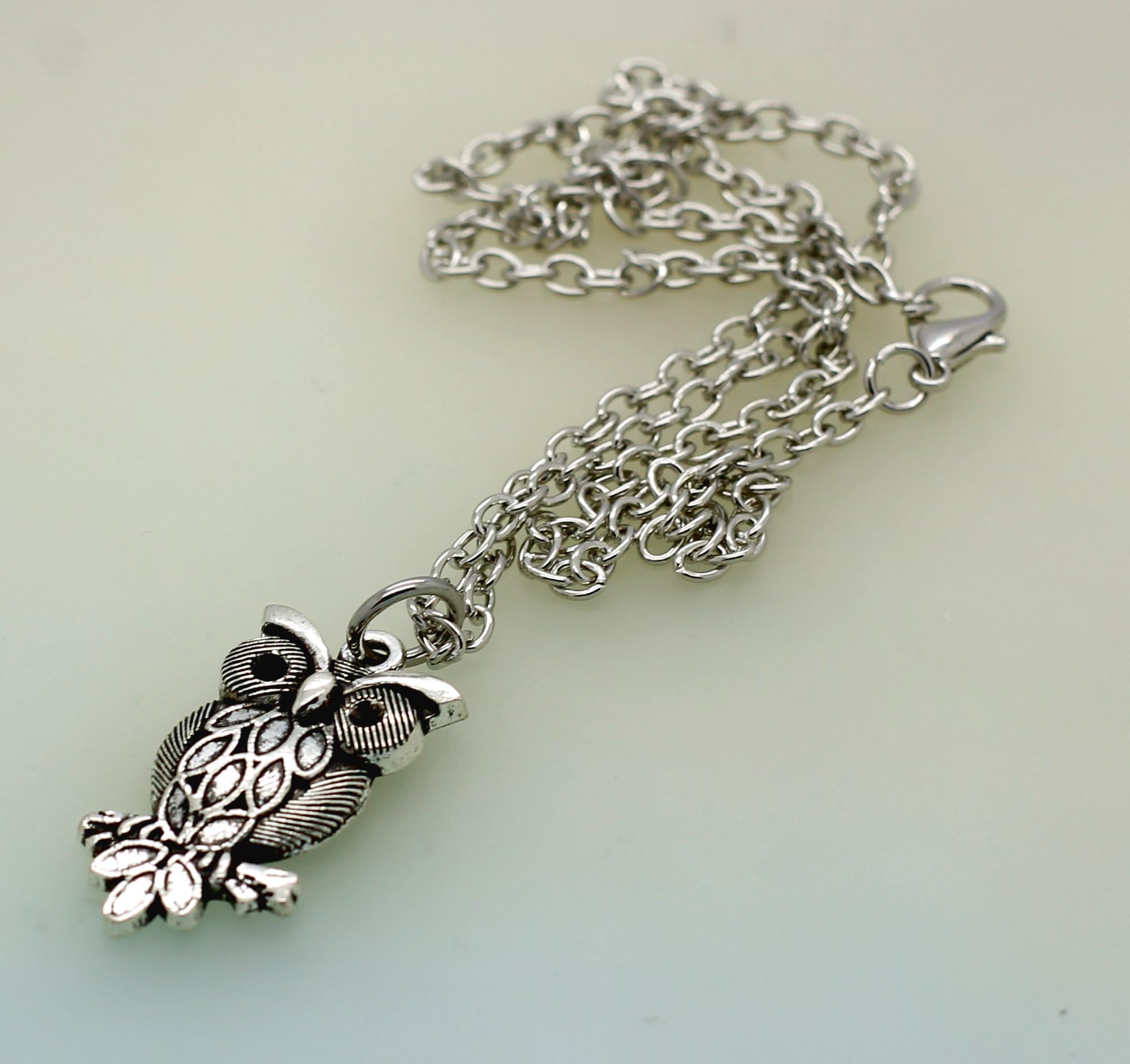 Owl Metal Pendant Necklace - Silver Iron Chain Gothic Jewelry for Women, Perfect for Halloween Costume, Boho Fashion & Gift Giving