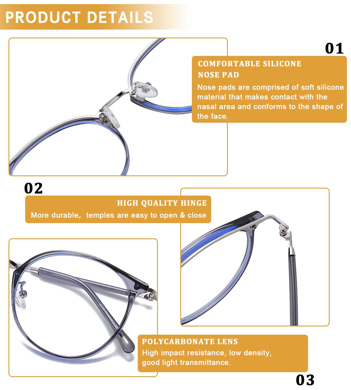 DUCO Blue Light Blocking Glasses for Women & Men - Computer Eyewear for Office & Gaming