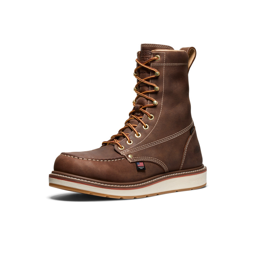 Men's Liberty 8 Waterproof Work Boot with Carbon Toe - Leather Brown/Gum Sole | Durable Safety Boots for Construction, Hiking & Outdoor Work