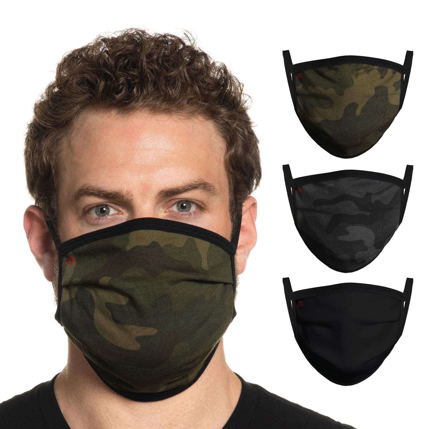 3-Pack Reusable Camo Cloth Face Masks - Washable, Breathable & Adjustable for XL/XXL Faces | Unisex, Reversible & Made in USA | Perfect for Outdoor Activities, Hunting, Hiking & Daily Protection