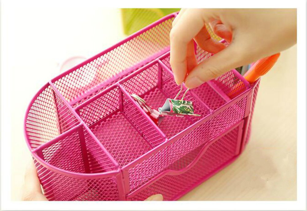 Pink Desk Organizer Set - Office Supplies & Workspace Storage Solutions with Pencil Holders & Dispensers - Perfect for Home Office, School Desk, and Workspace Organization