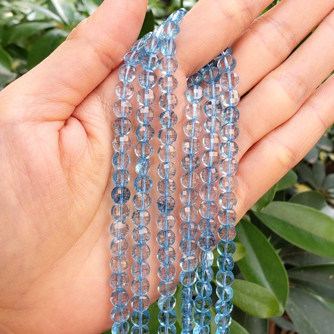 Natural Blue Topaz Gemstone Loose Beads - 6mm Faceted Flat Round Coin Spacer (195-207pcs) for DIY Jewelry Making, Bracelets, Necklaces & Crafting - High Quality Adabele Gemstones GZ13-13