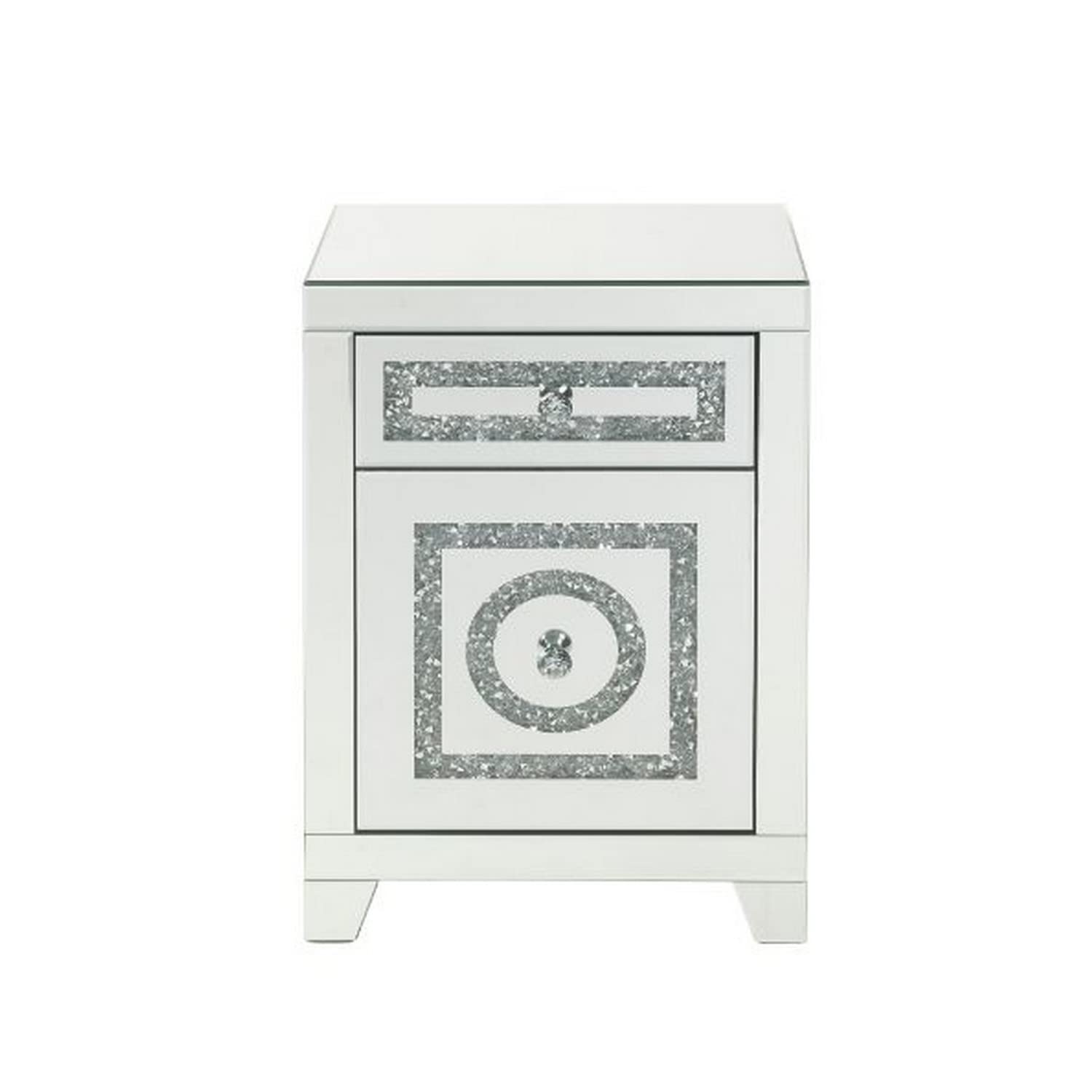 Benjara White Accent Table with 2 Storage Drawers & Safety Top - Modern Side Table for Living Room, Bedroom or Office - Perfect for Home Decor & Small Space Organization