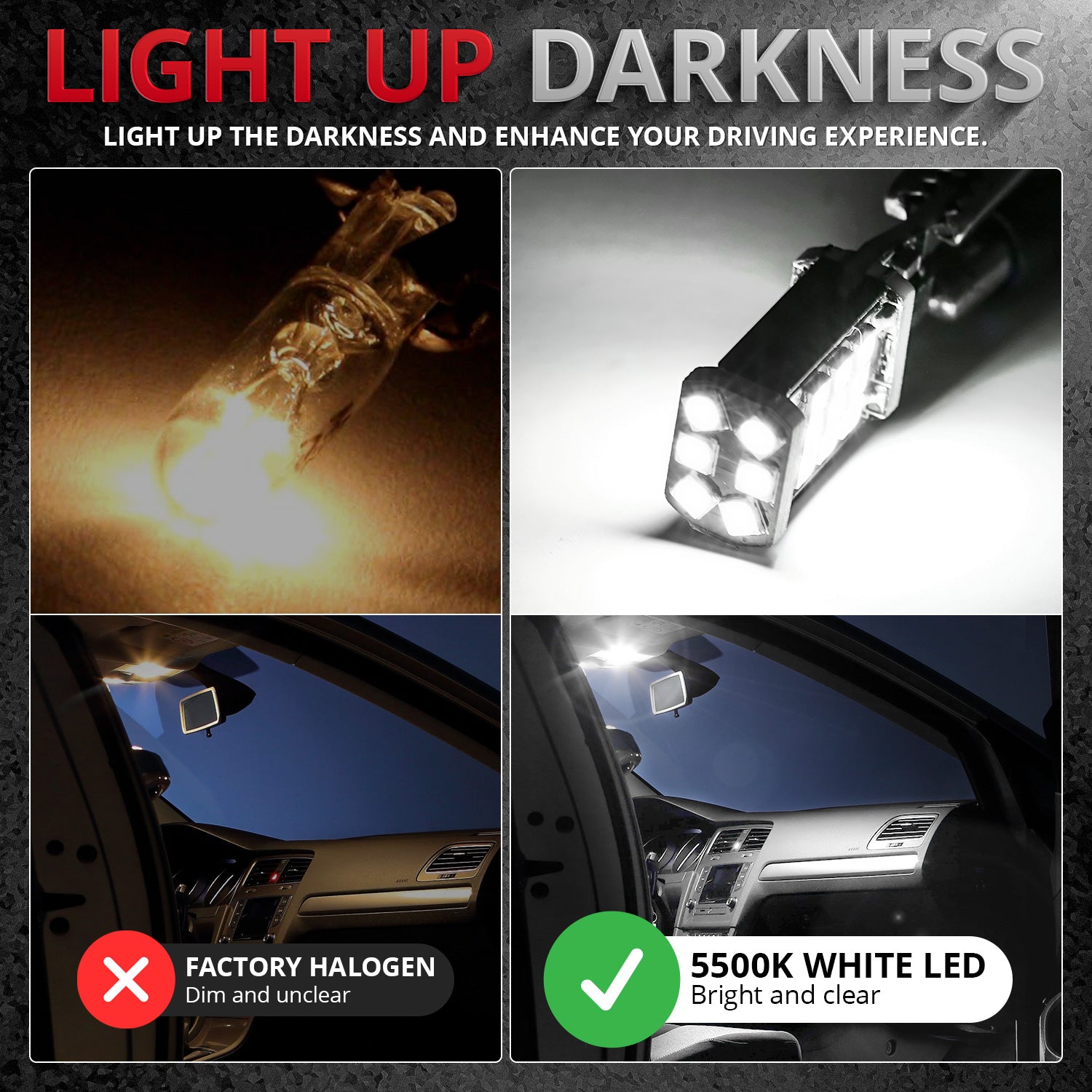 10PCS 5500K Pure White LED Light Bulbs for 93-02 Chevrolet Camaro - Bright Headlight Replacement Kit for Night Driving & Car Upgrades